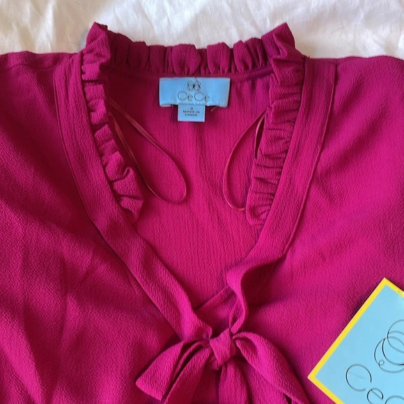 Cece NWT ruffle blouse pink cap sleeve size small - Picture 2 of 8